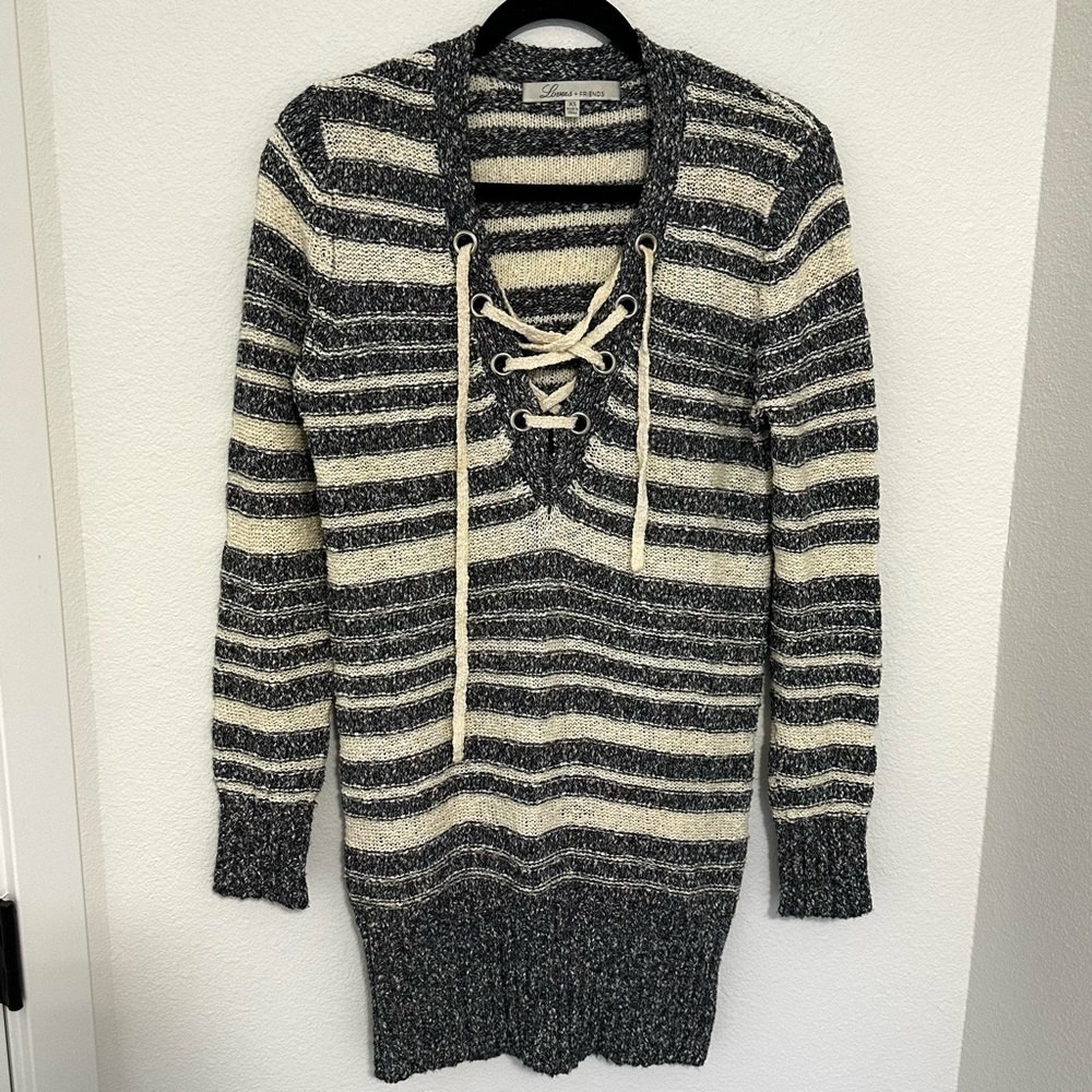 Lovers + Friends Knit Striped Tunic Midi Dress Size XS Women’s Long Sleeves